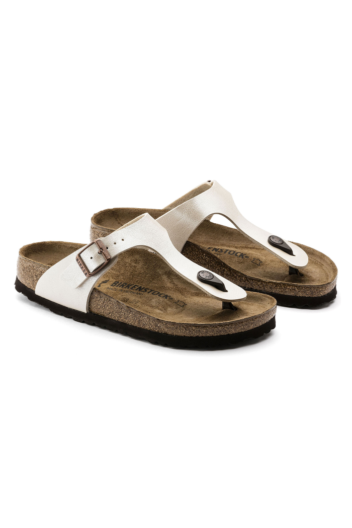 Birkenstock Gizeh Birko-Flor Narrow Width in Graceful Pearl White