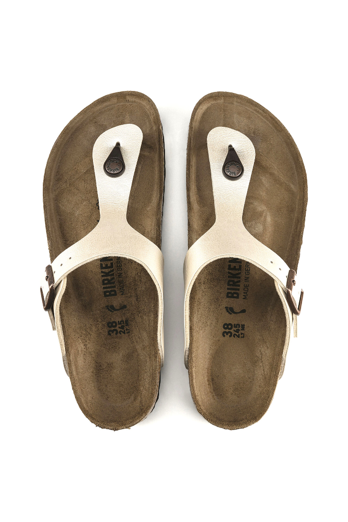 Birkenstock Gizeh Birko-Flor Narrow Width in Graceful Pearl White