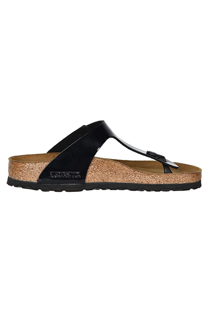 Birkenstock Gizeh Birko-Flor Regular Width in Black Patent
