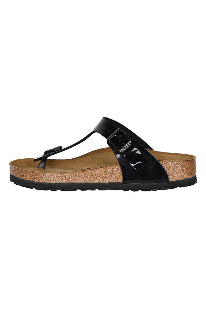 Birkenstock Gizeh Birko-Flor Regular Width in Black Patent