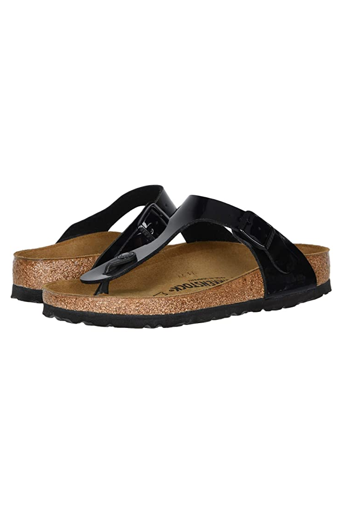Birkenstock Gizeh Birko-Flor Regular Width in Black Patent