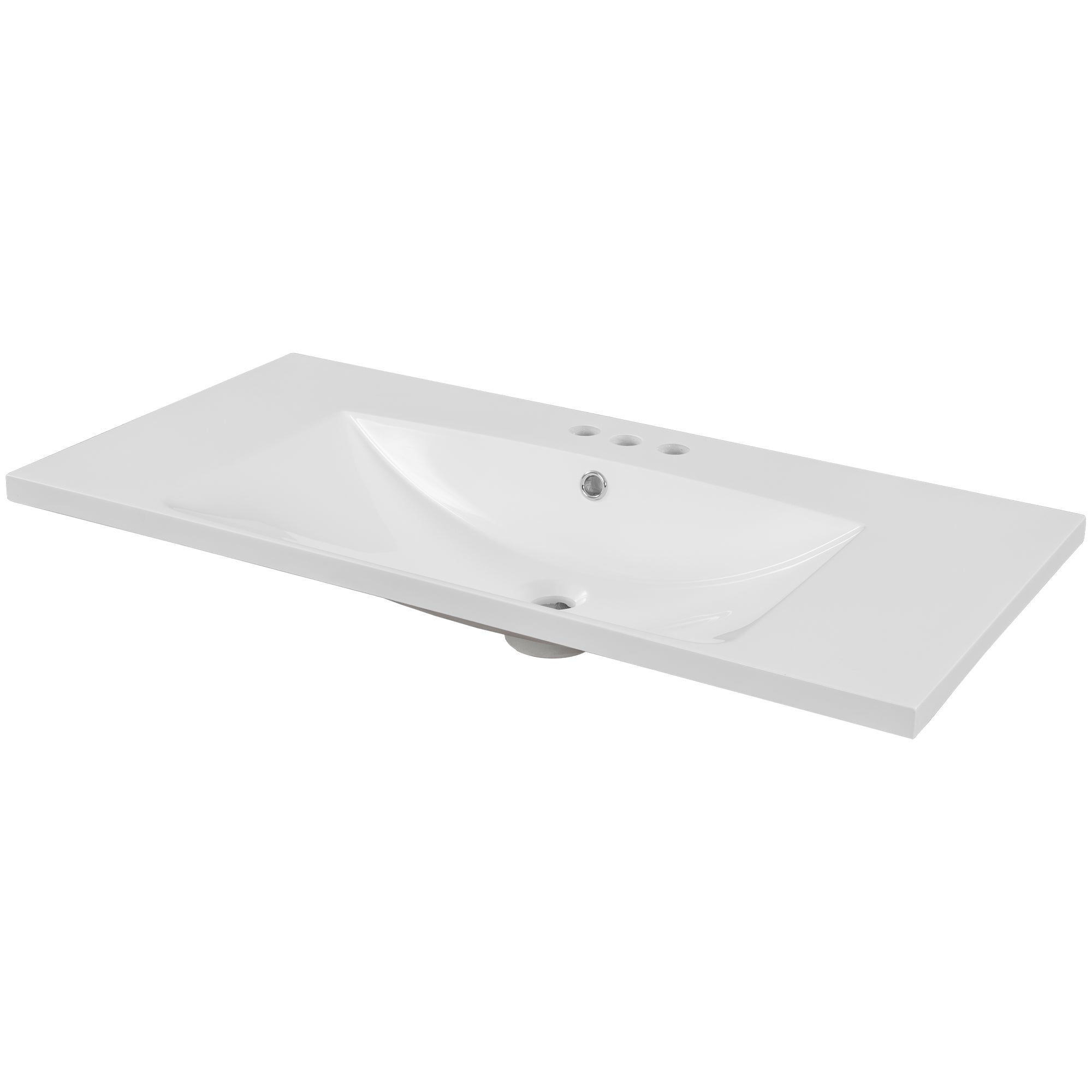 36" Single Bathroom Vanity Top with White Basin  3-Faucet Holes Ceramic  White