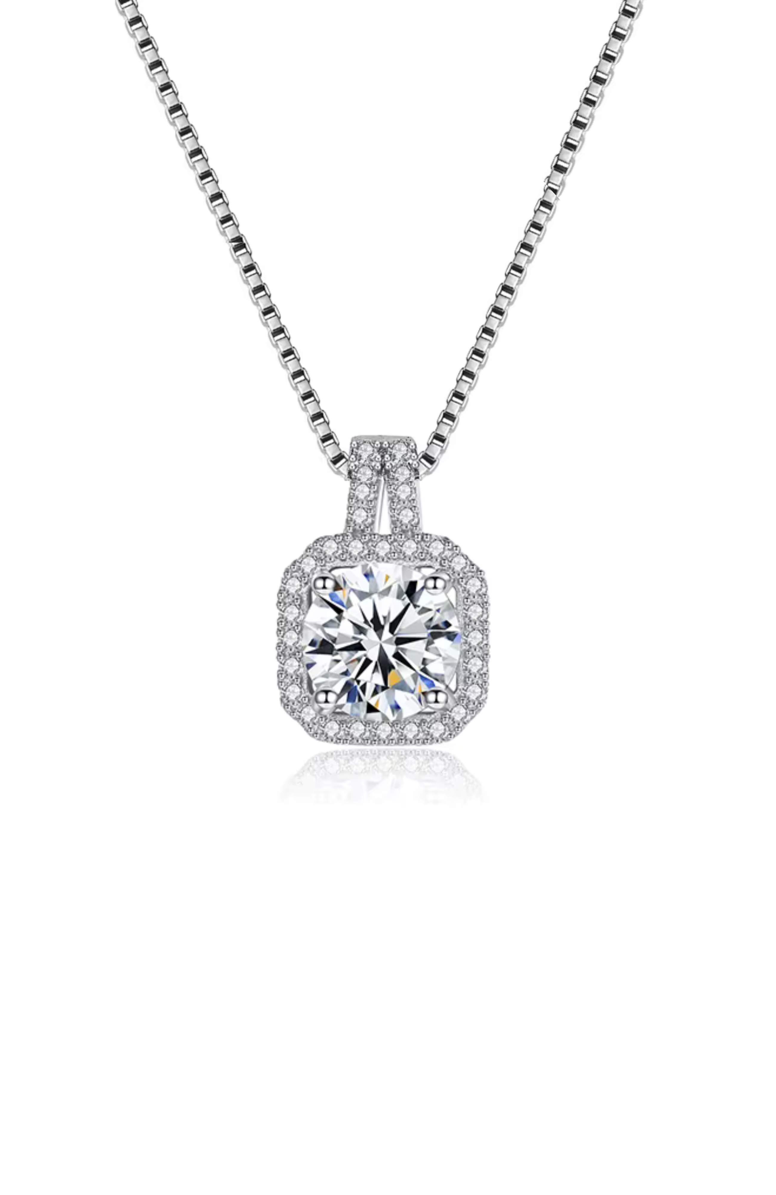 Two Carat Halo Cubic Zirconia Pendant Necklace