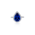 2.0ct Pear Cut Lab Blue Sapphire Halo Engagement Ring