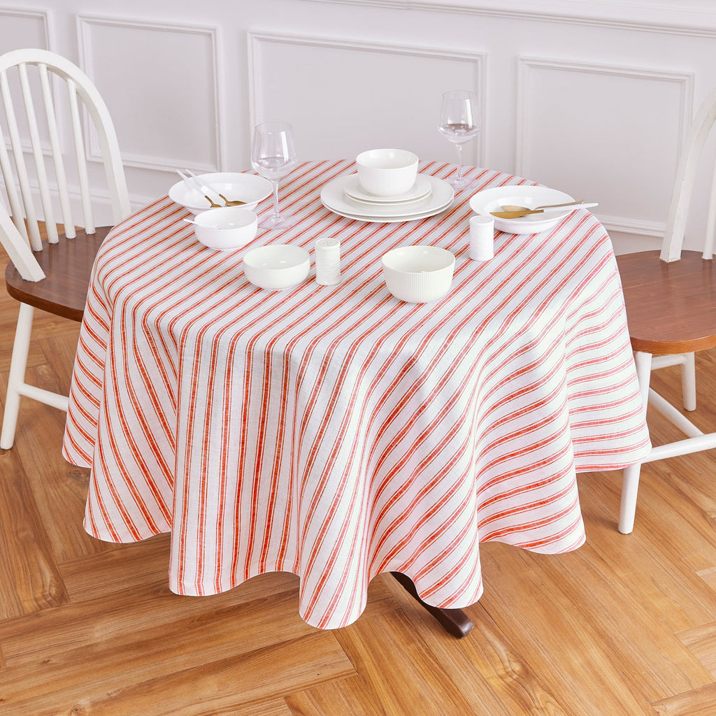Capri Ticking Stripe Round Tablecloth