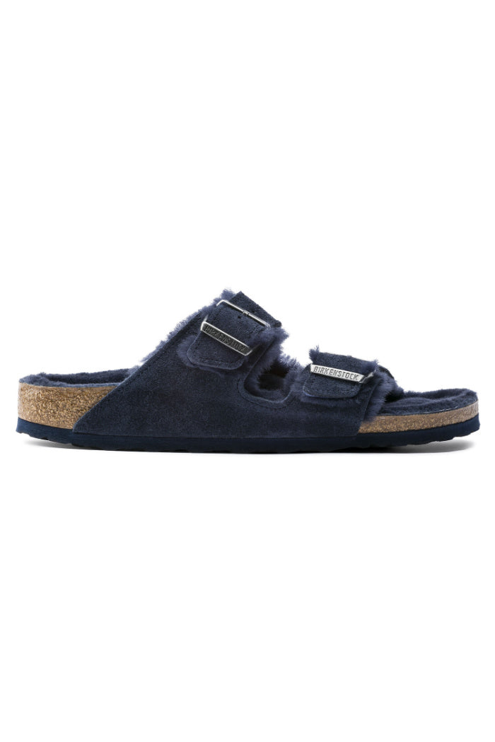 Birkenstock Arizona Shearling Suede Leather Narrow Width In Night
