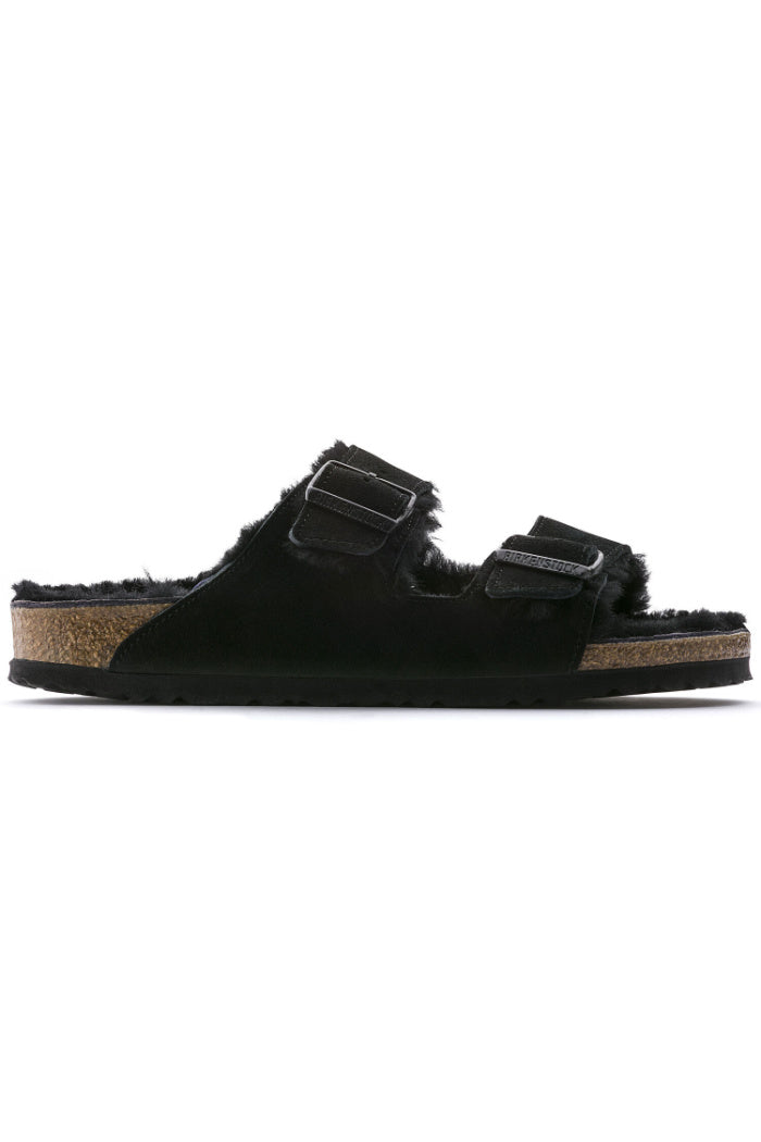 Birkenstock Arizona Shearling in Black Narrow Width