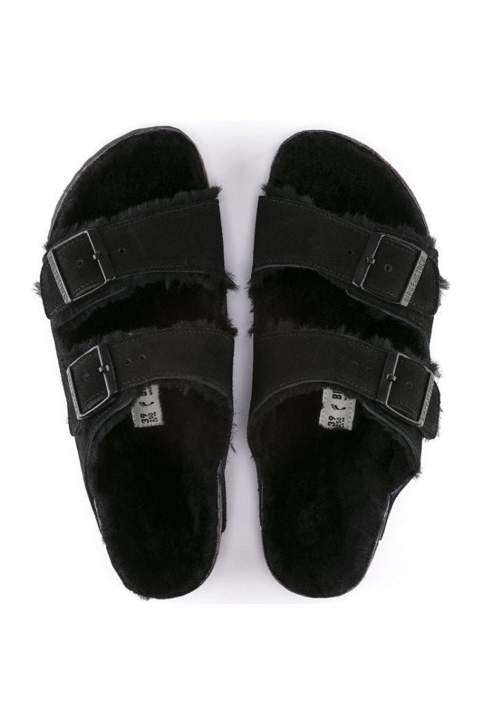 Birkenstock Arizona Shearling in Black Narrow Width