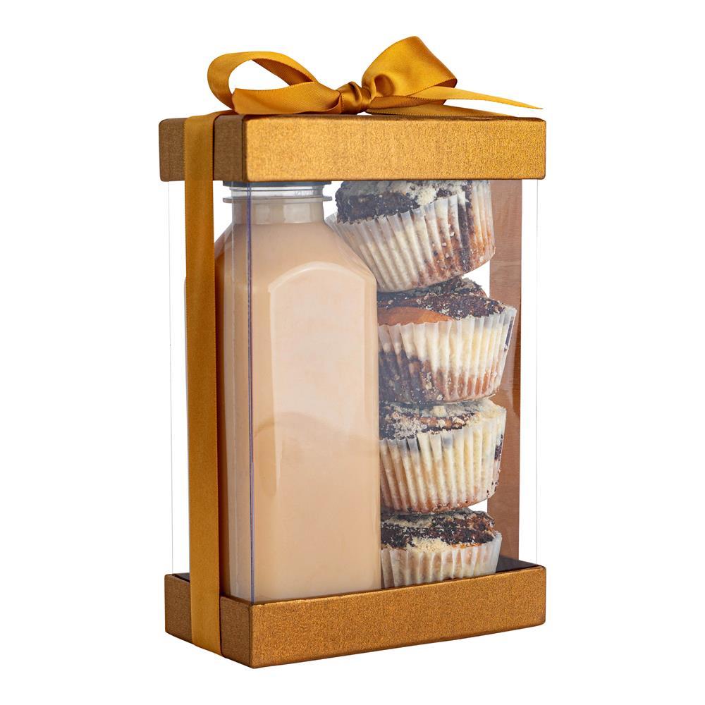 Plastic Gift Boxes 7.5X5X2.5" 6 Pack Bakery Boxes With Base Lid & Ribbon