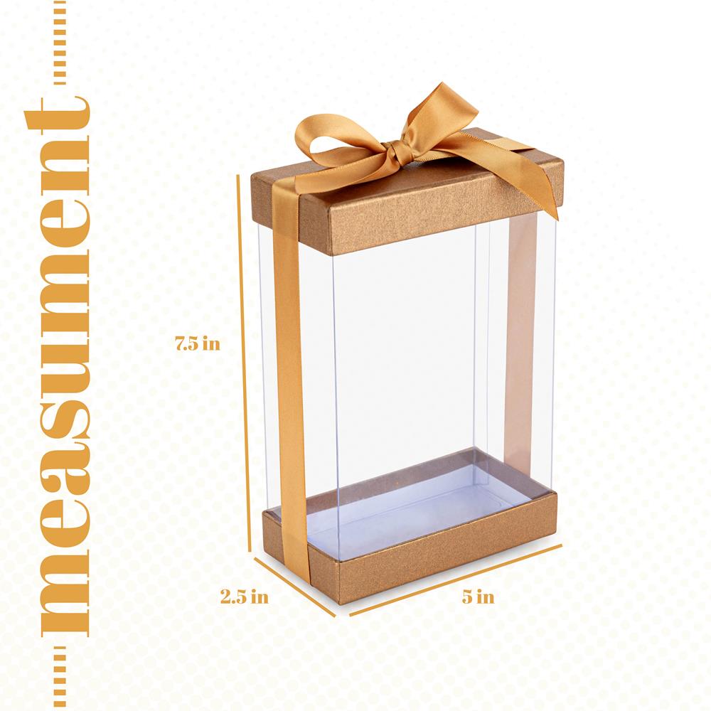 Plastic Gift Boxes 7.5X5X2.5" 6 Pack Bakery Boxes With Base Lid & Ribbon