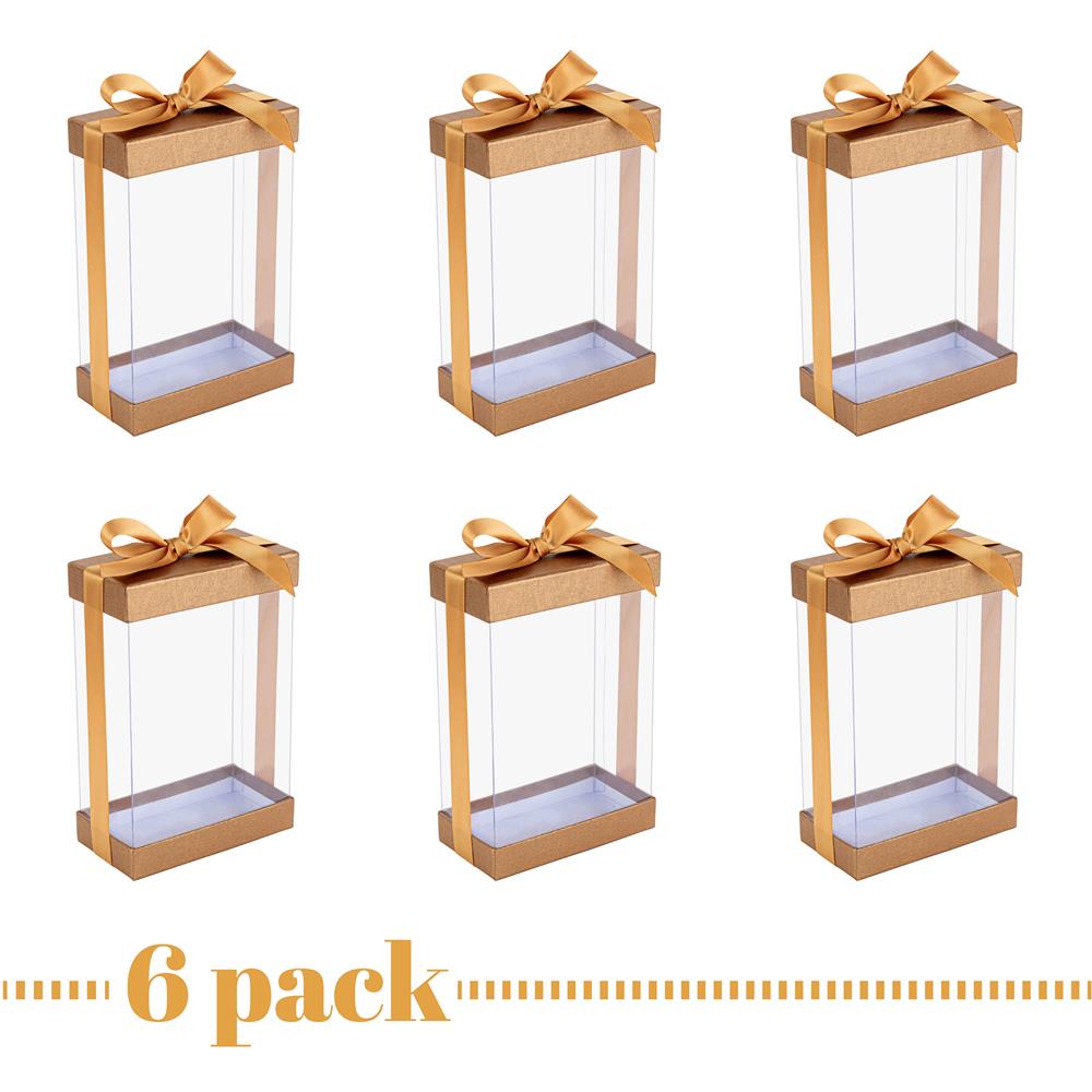 Plastic Gift Boxes 7.5X5X2.5" 6 Pack Bakery Boxes With Base Lid & Ribbon