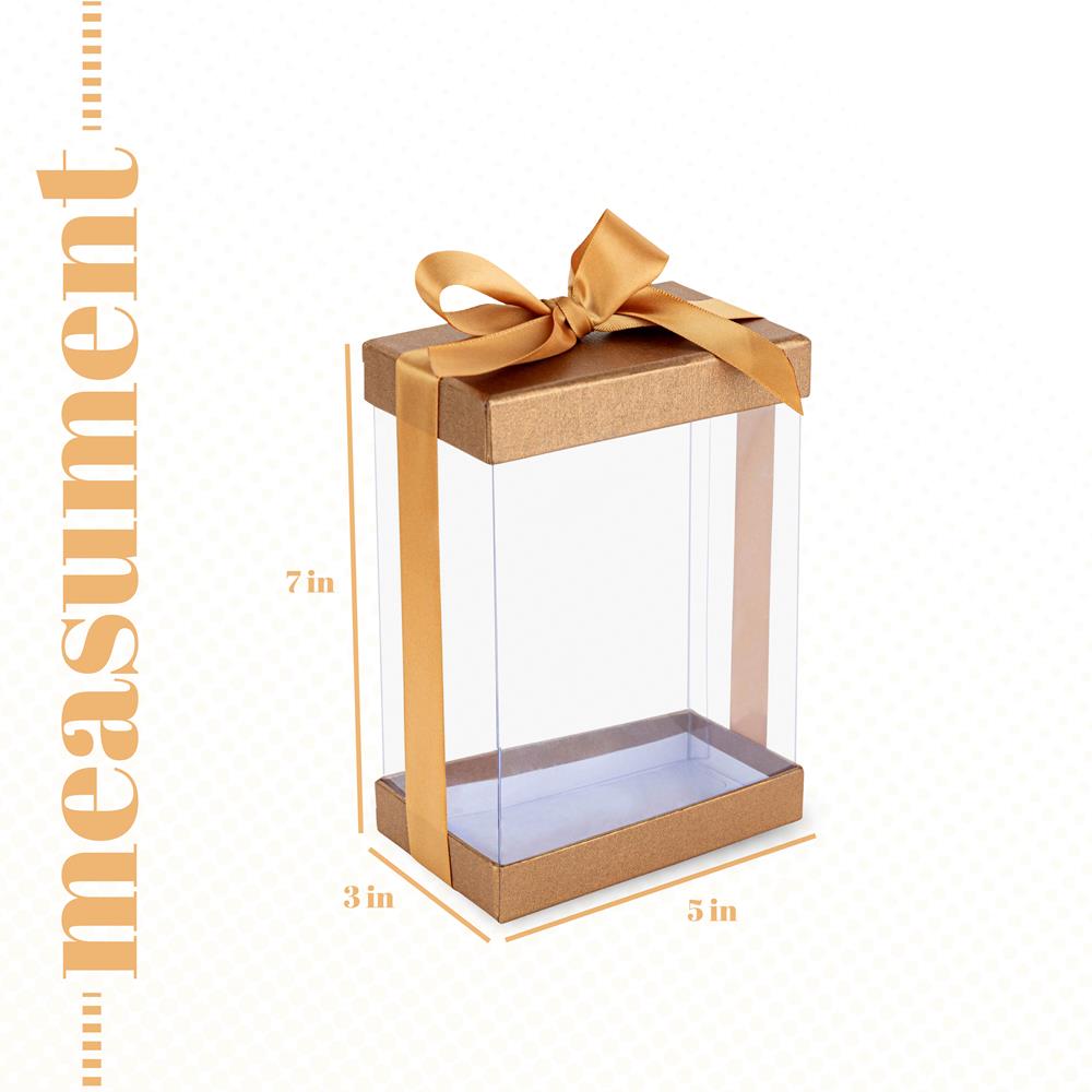 Clear 7X5X3" Gift Boxes 6 Pack Bakery Boxes With Base Lid & Ribbon