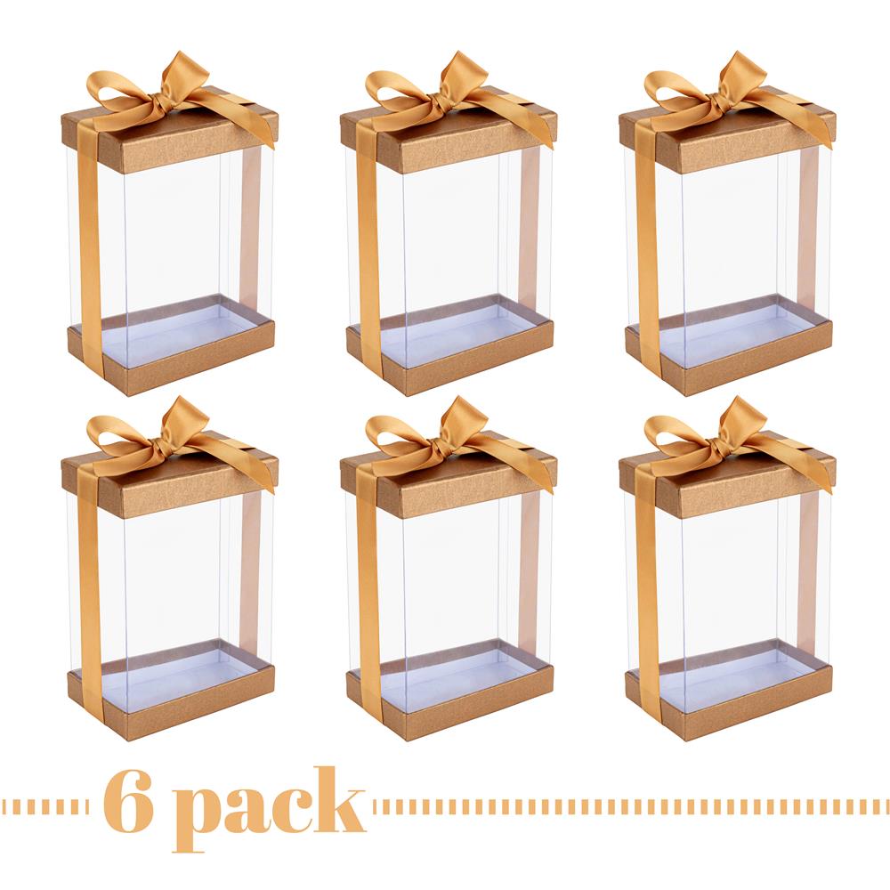 Clear 7X5X3" Gift Boxes 6 Pack Bakery Boxes With Base Lid & Ribbon