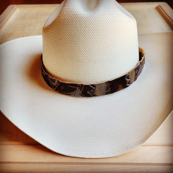 Brown Laredo Embossed Leather Hat Band
