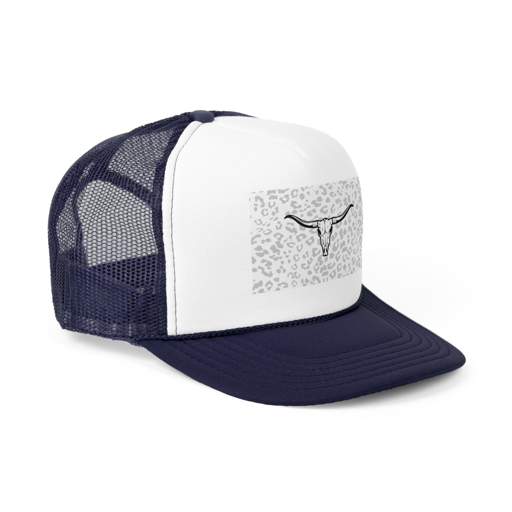 Cheetah Print Cow Skull Trucker Cap
