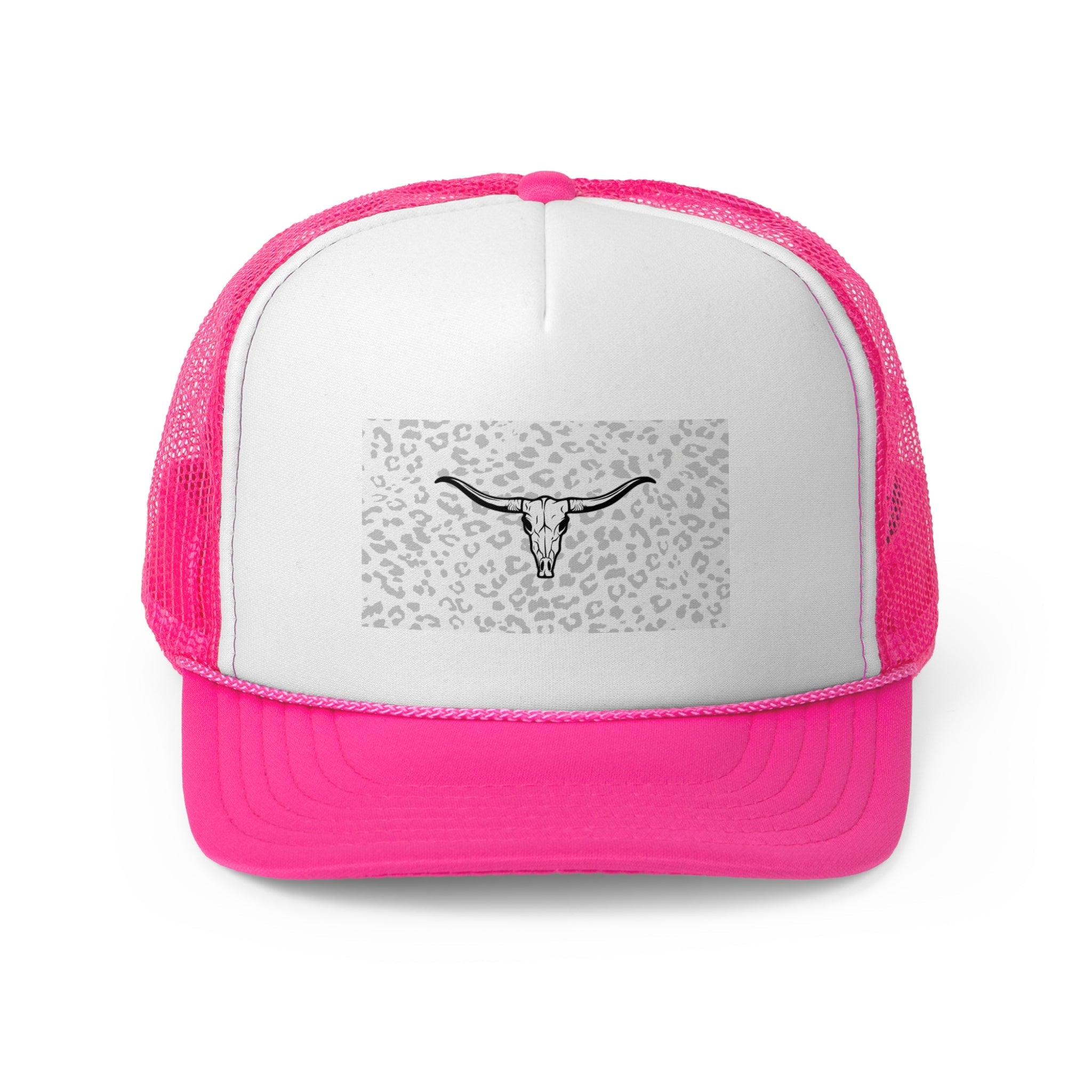 Cheetah Print Cow Skull Trucker Cap