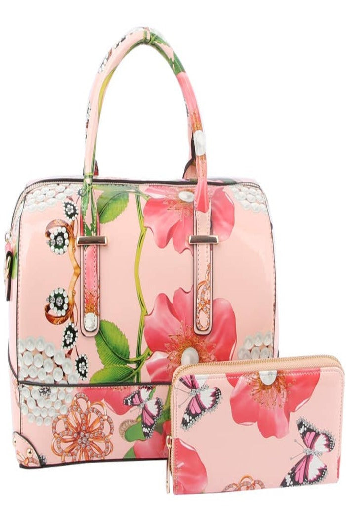 Floral Satchel Handbag for Women Purse