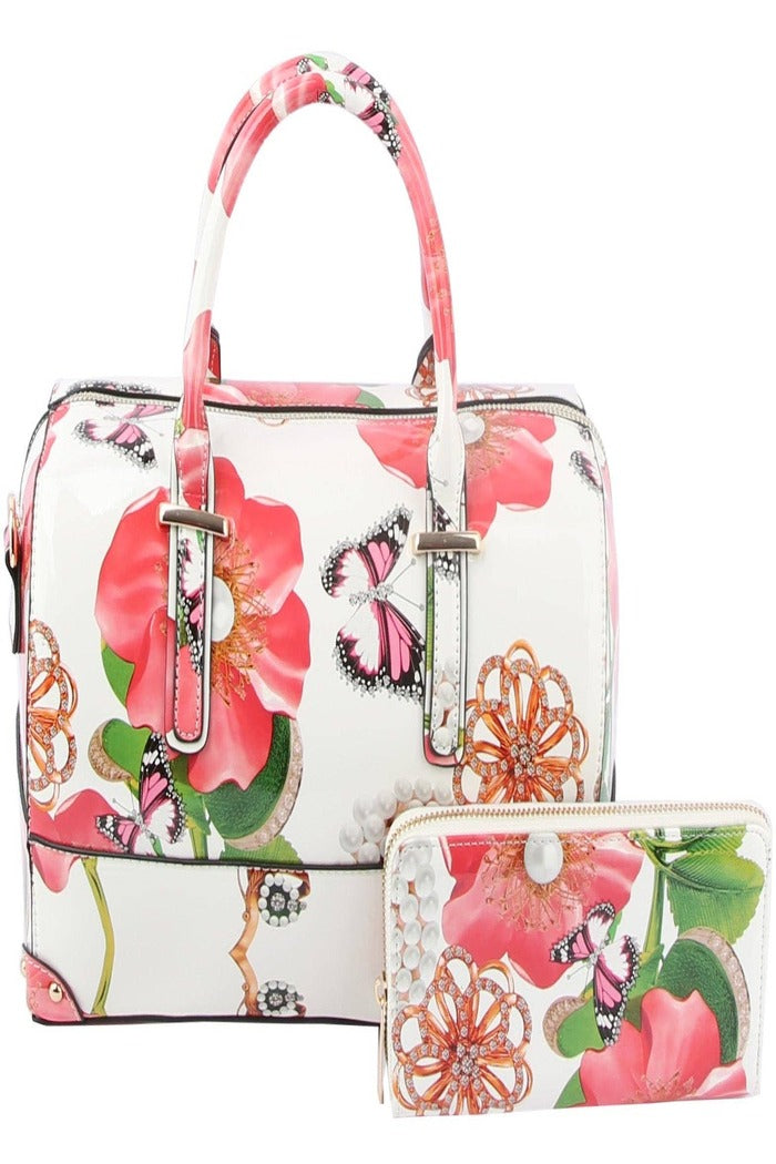 Floral Satchel Handbag for Women Purse
