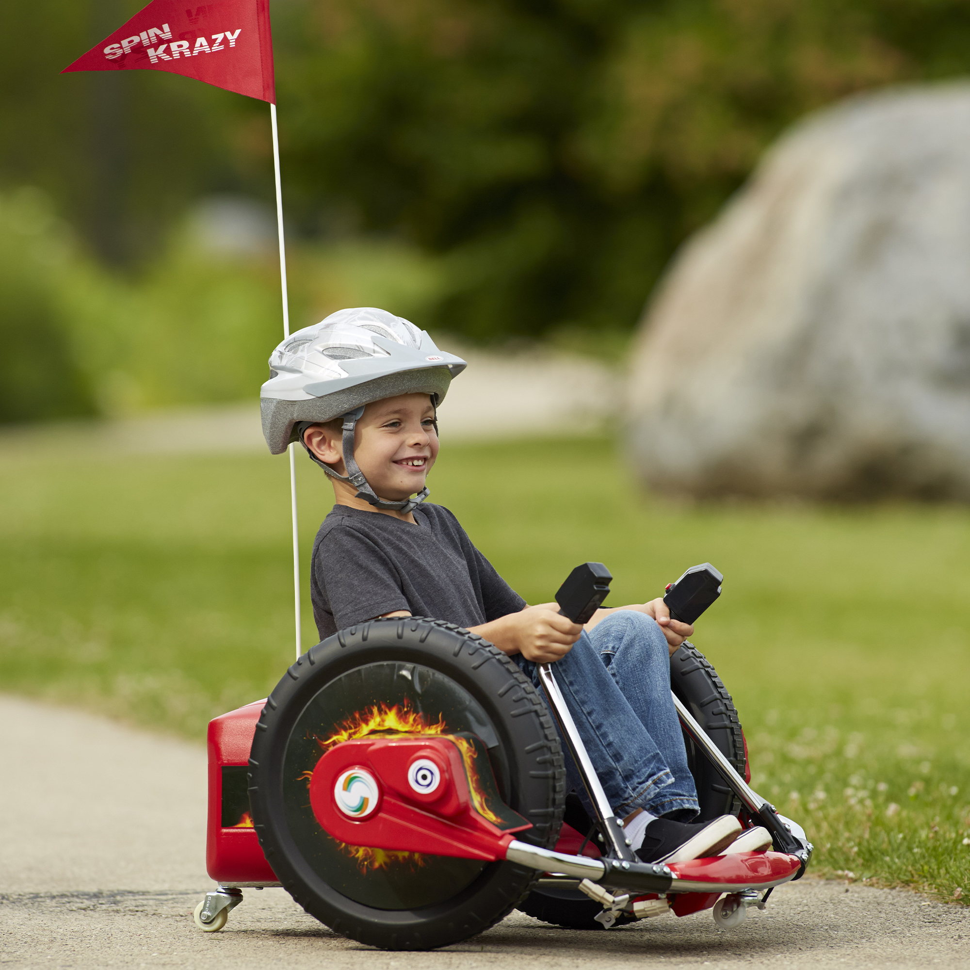 12V Kids Ride On Electric Toy,2WD,16'' exaggerated wheel,Dual handle control for 360 degree flexible steering and rotation