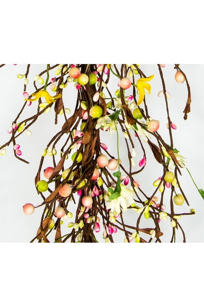 Mixed Berry Garland with Forsythia & Coordinating Mixed Flowers