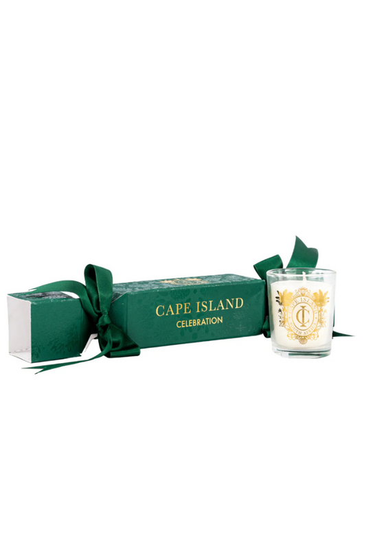 Celebration Christmas Cracker Gift With Mini Candle In Garland-Green