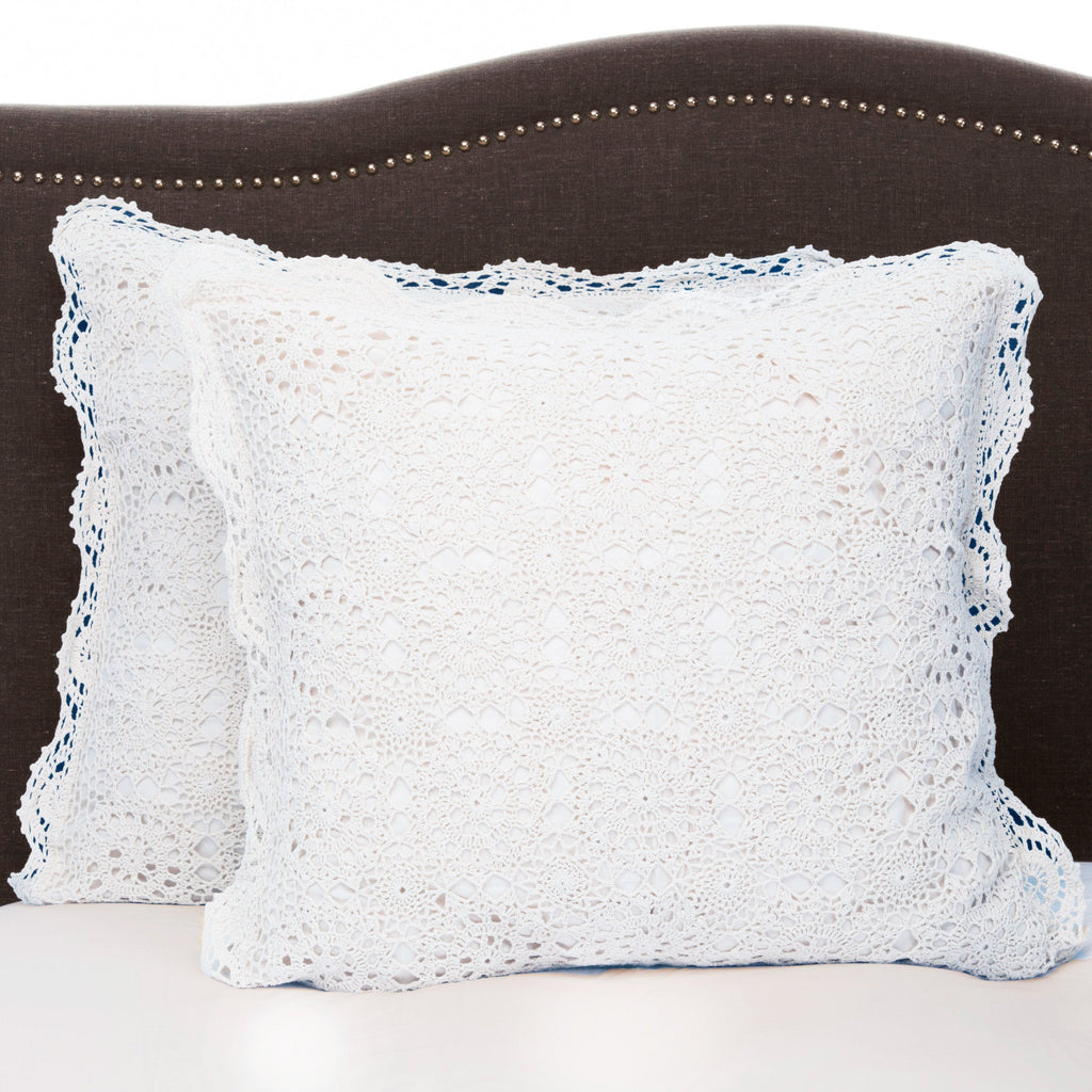 Hand Made Crochet Cotton Pillow Sham Pairs