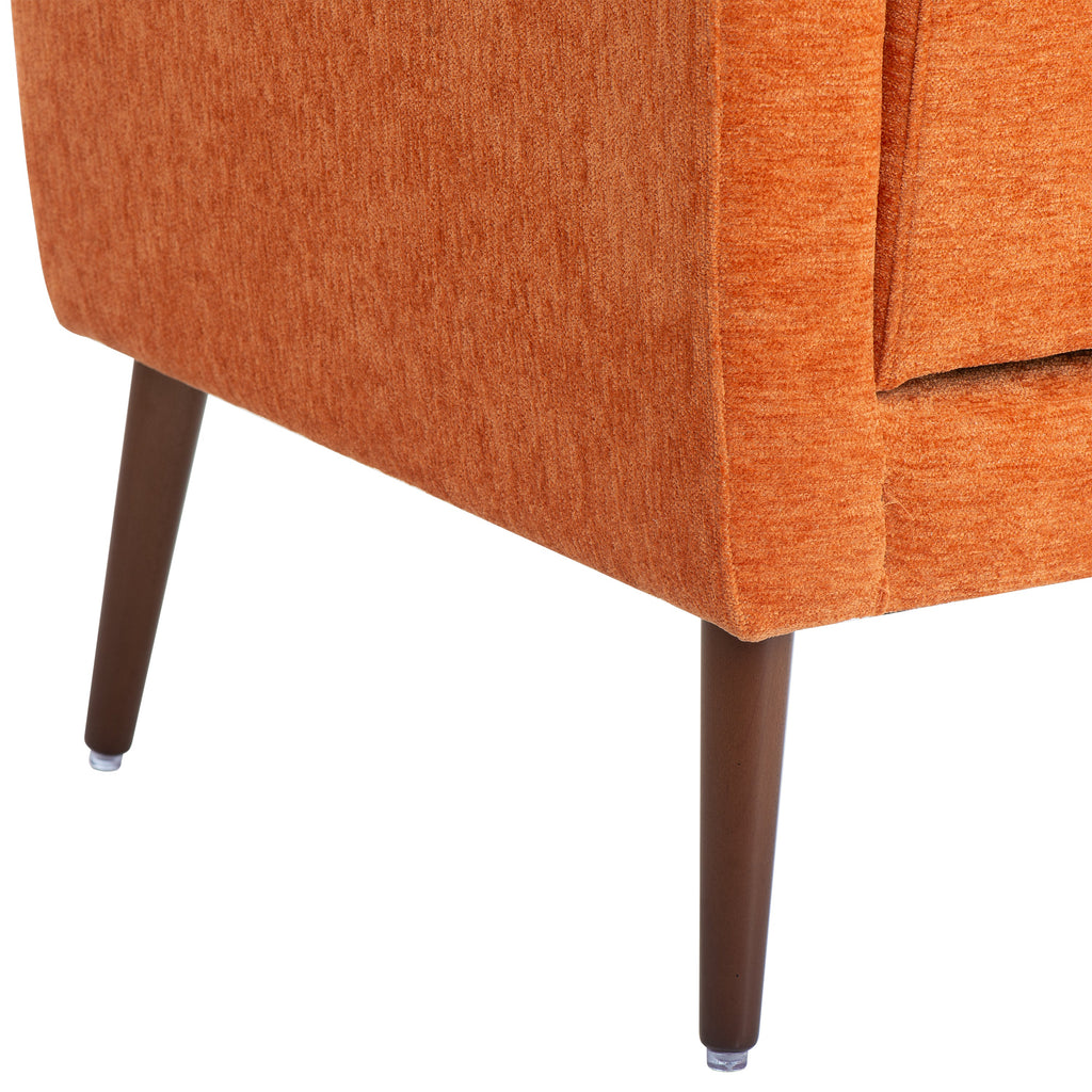 Modern Accent Chair Upholstered Foam Filled Living Room Chairs Comfy Reading Chair Mid Century Modern Chair (Orange)