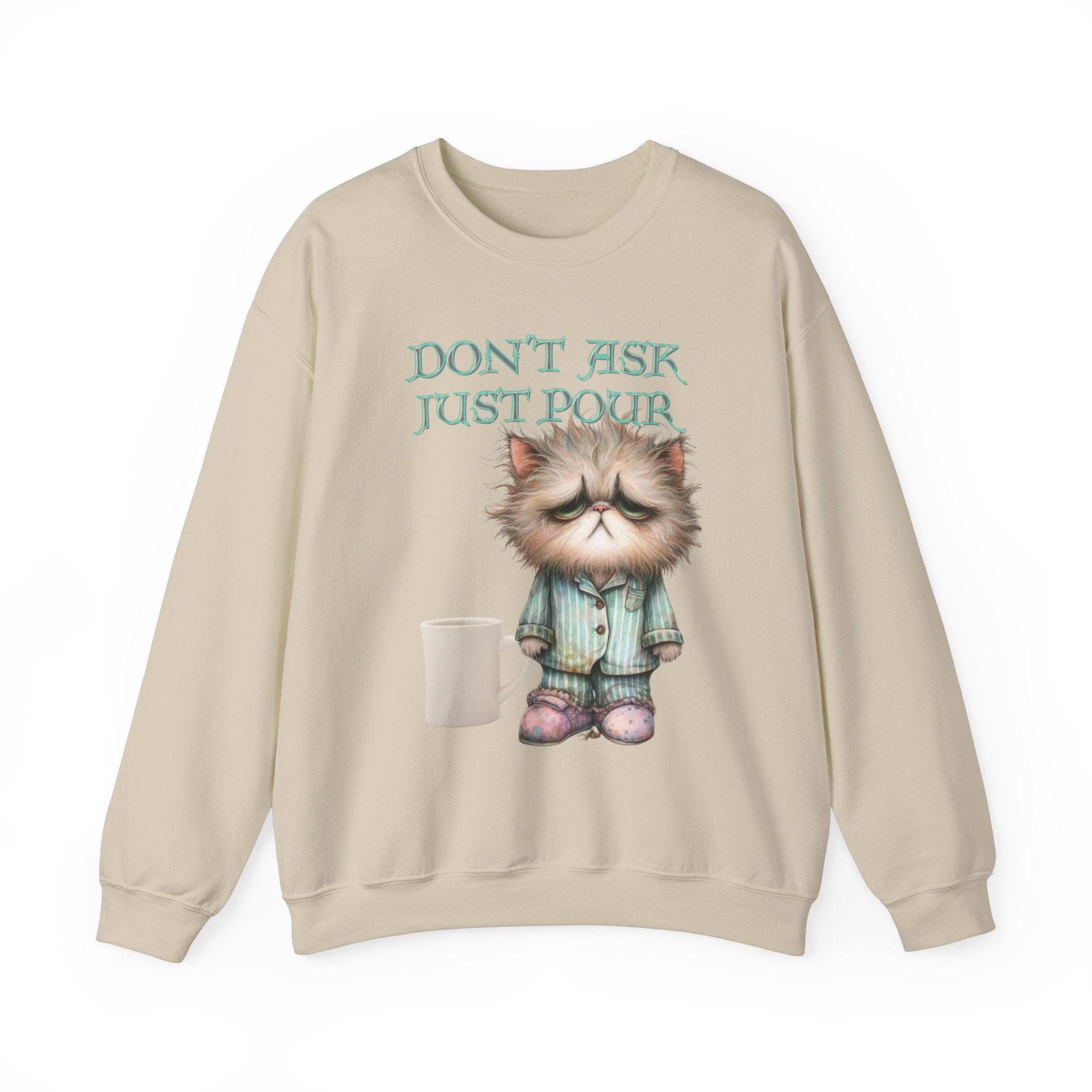 Just Pour Coffee Lover Sweatshirt Women's Top - Funny Cat Lover Gift, Cozy Apparel