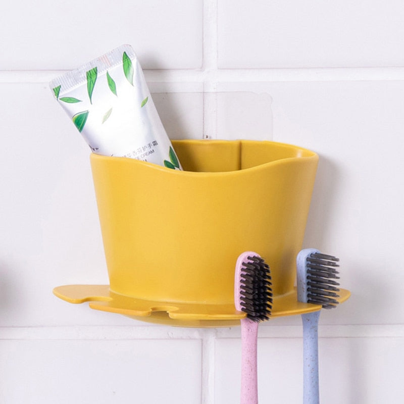 Toothbrush Holder Non-perforated Paste Tooth Holder Razor Bathroom Wall-mounted Brushing And Washing Face Multifunctional Rack