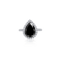 2.0ct Pear Cut Black Moissanite Halo Engagement Ring