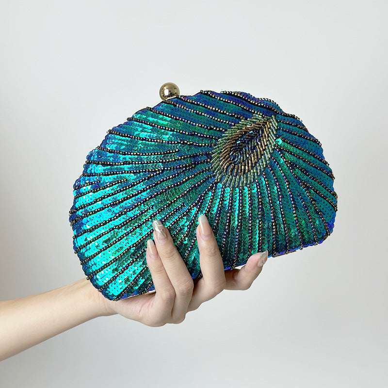 The Peacock Shell - Beaded Clutch Inspired by Nature