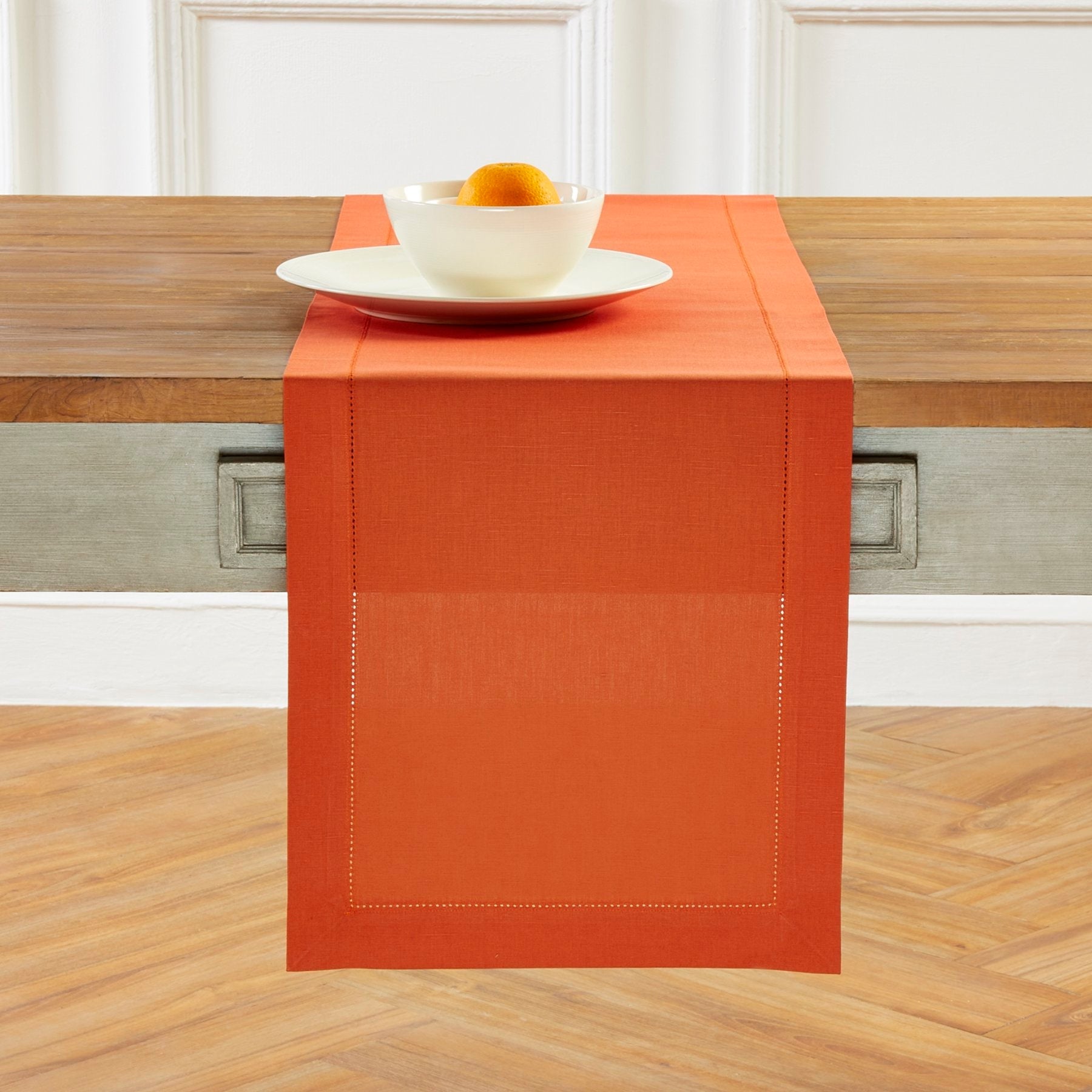 Cotton Linen Hemstitch Table Runner