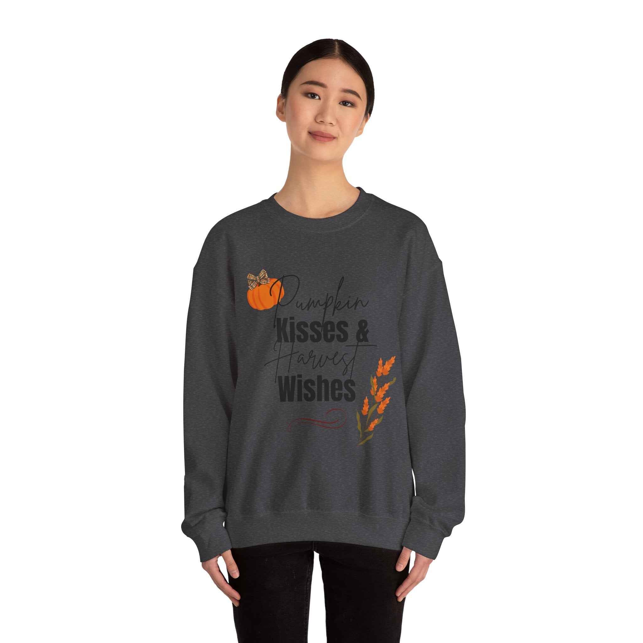 Pumpkin Kisses: Crewneck Adult Sweatshirt Women's Top