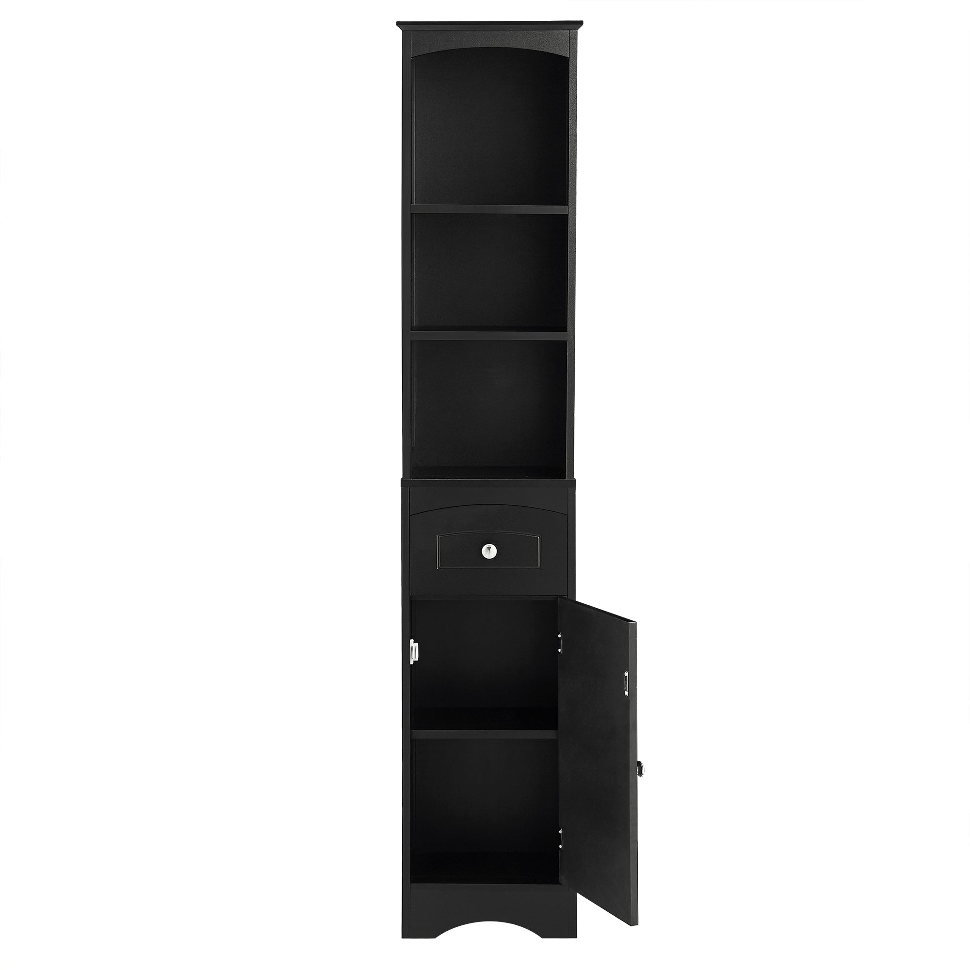 Tall Bathroom Cabinet, Freestanding Storage Cabinet with Drawer, MDF Board, Adjustable Shelf, Black
