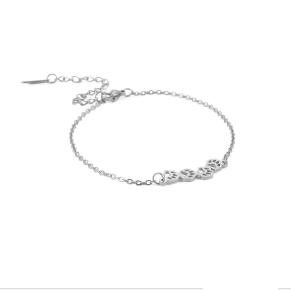 Pawsy Daisy Paw Print Link Chain Bracelet