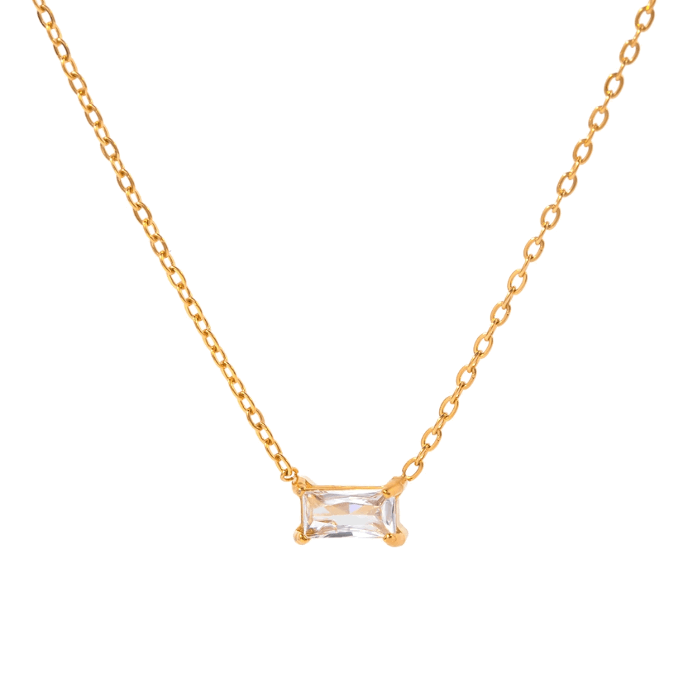 Nightfall Glow Necklace with Emerald-Cut Cubic Zirconia Pendant