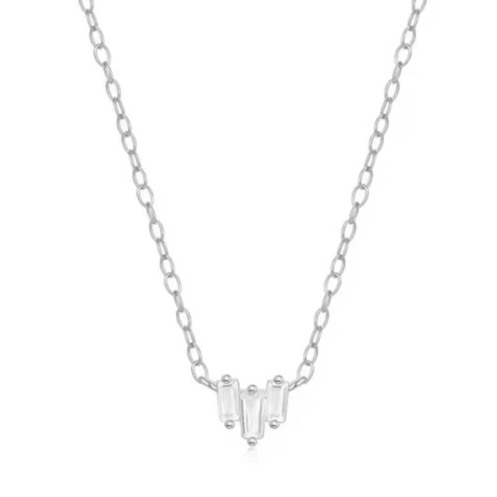 Starling Dainty Necklace with Three Emerald Cut Cubic Zirconia Stones
