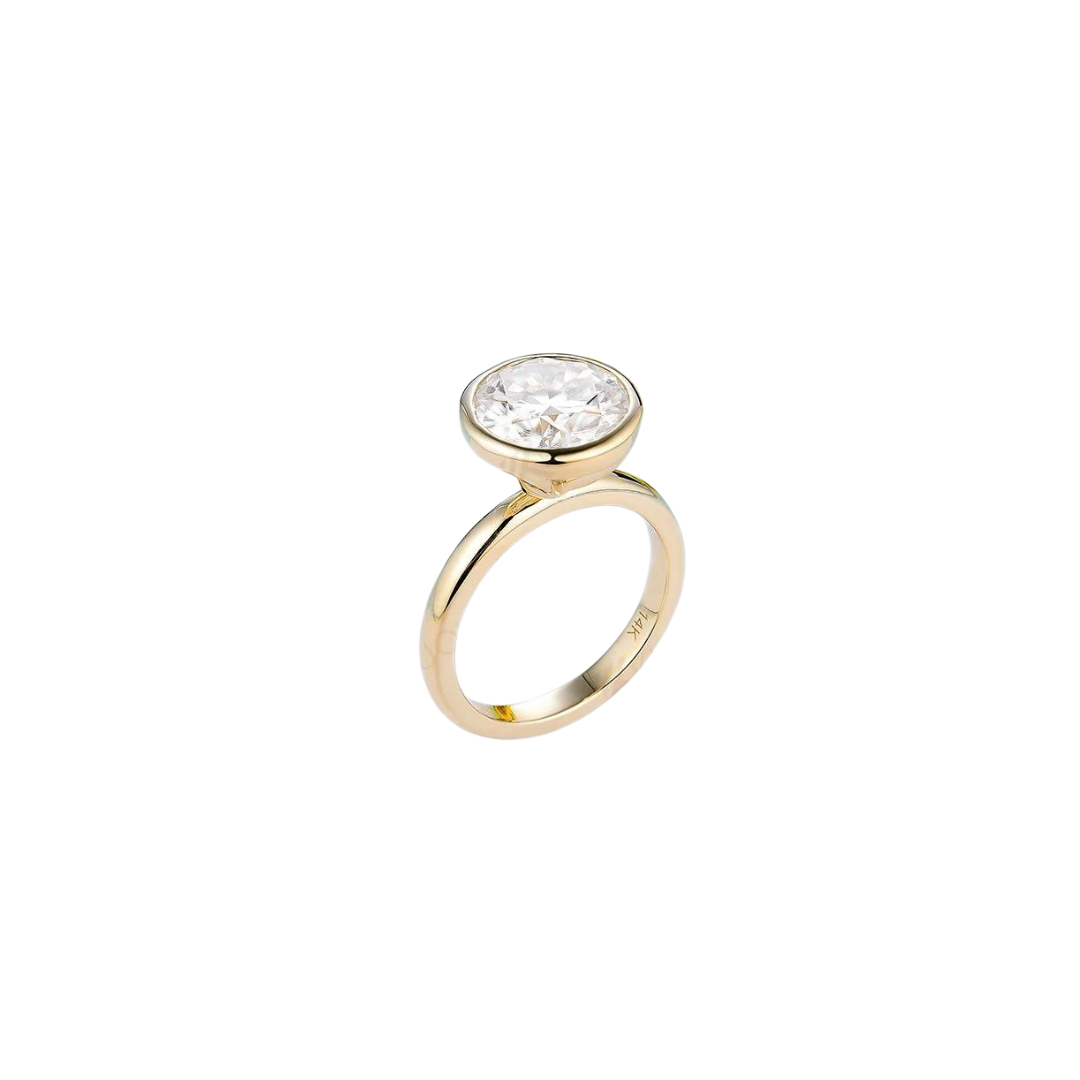4.5ctw Round Cut Moissanite Bezel Set Solitaire Engagement Ring