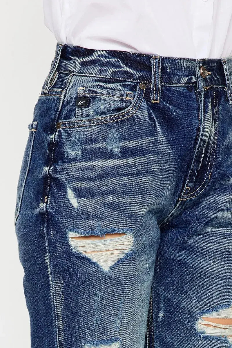 High Rise Distressed Kancan Mom Jeans
