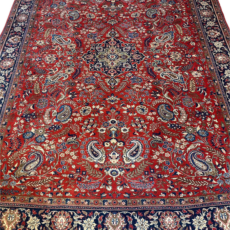 1940s Persian Yazd Area Rug 7’11” X 10’10″