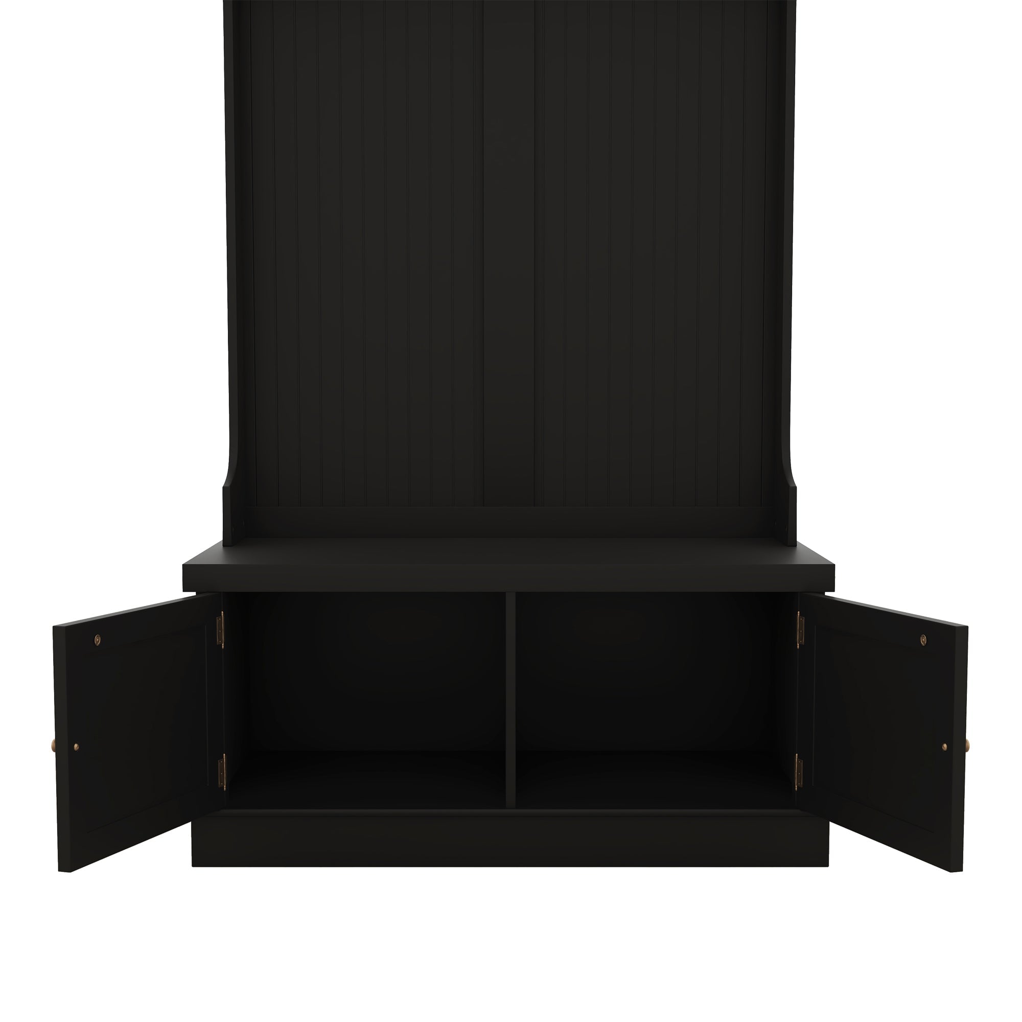 Hall Tree with Storage Shoe Bench for Entryway and Hallway 4-in-1 Design Coat Racks with 4 Hooks for Living Room Black