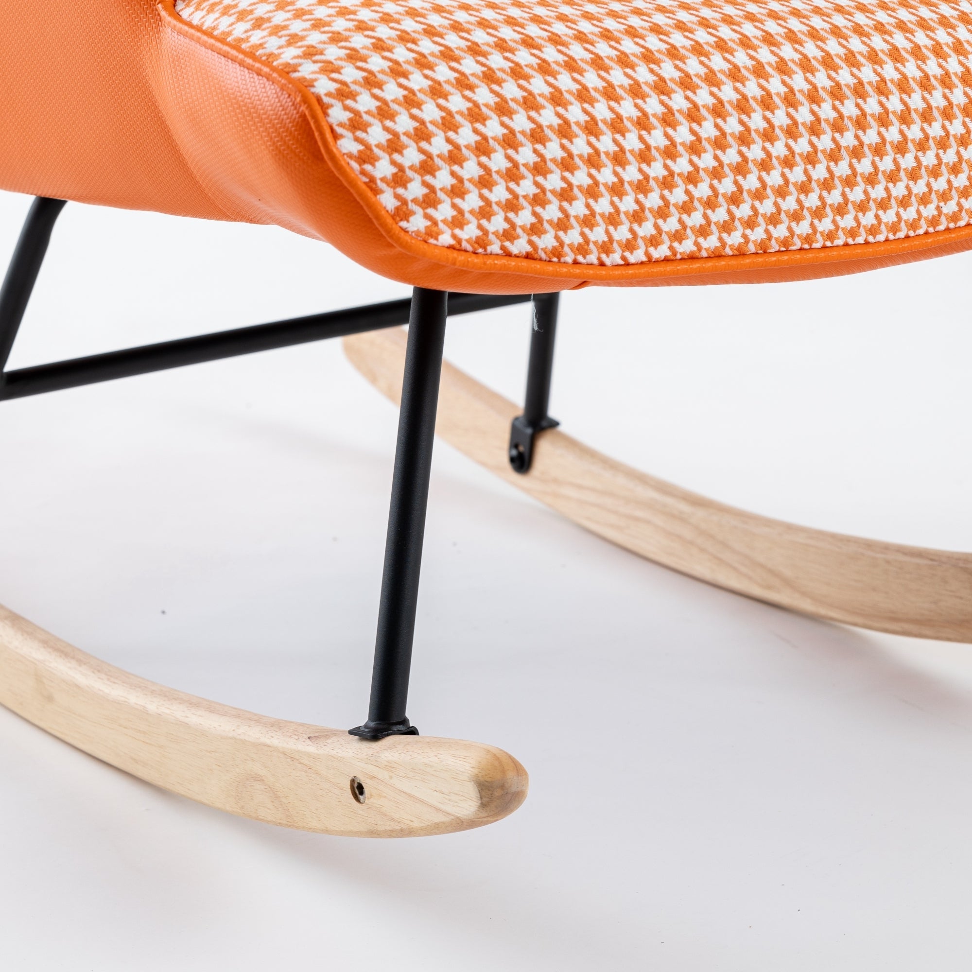 35.5 inch Rocking Chair Soft Houndstooth Fabric Leather Fabric Rocking Chair  (orange)
