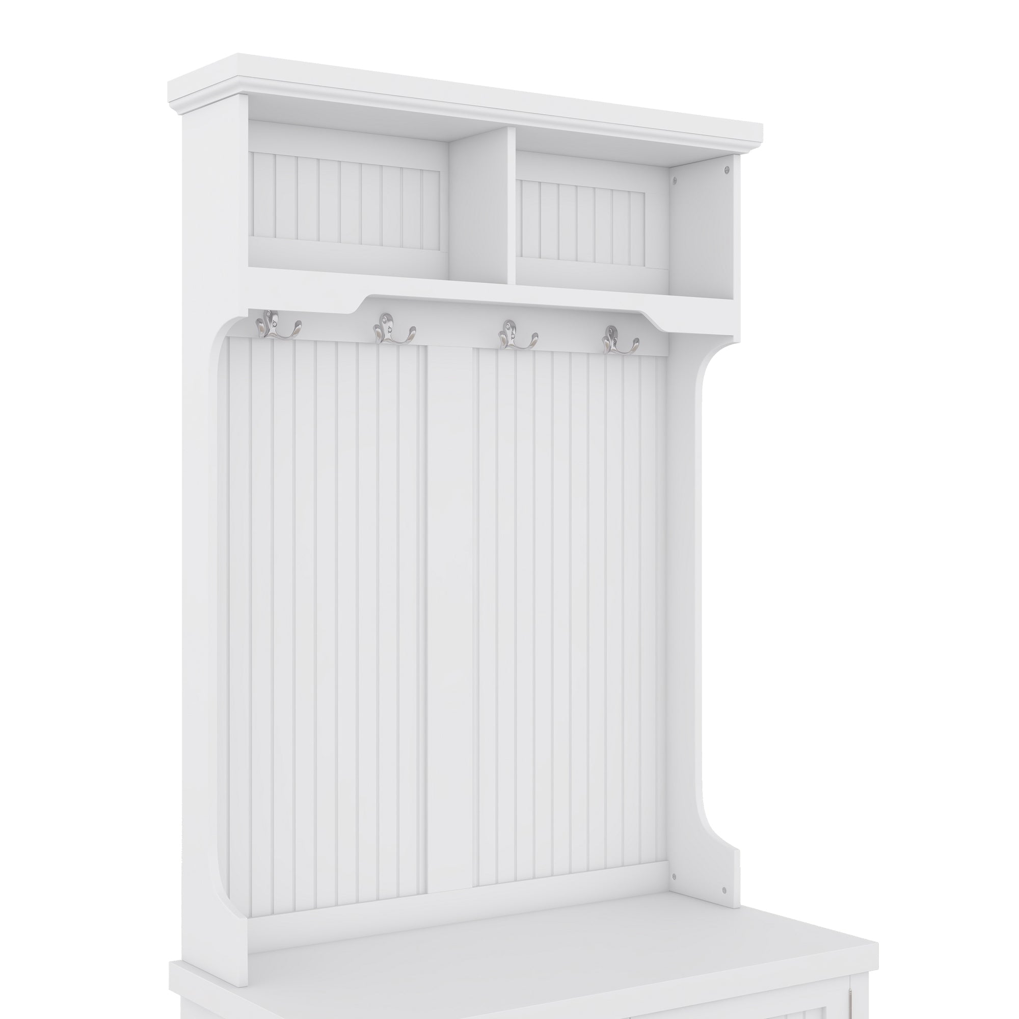 Hall Tree with Storage Shoe Bench for Entryway and Hallway 4-in-1 Design Coat Racks with 4 Hooks for Living Room White