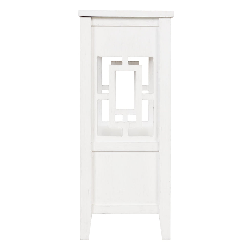 36'' Farmhouse Pine Wood Console Table Entry Sofa Table with 4 Drawers & 1 Storage Shelf (Antique White)