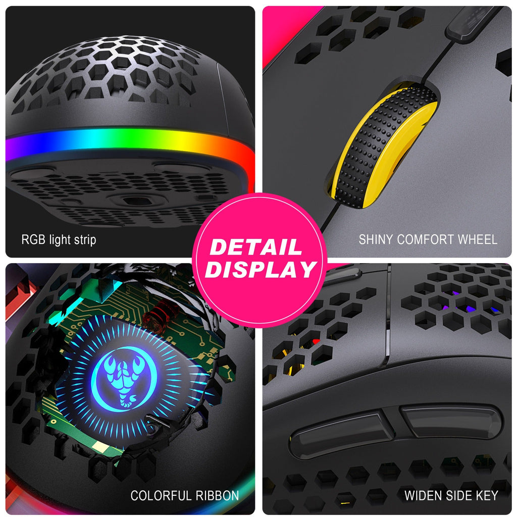 Hole hollow lightweight wireless 2.4G charging gaming mouse RGB luminous office mechanical mouse
