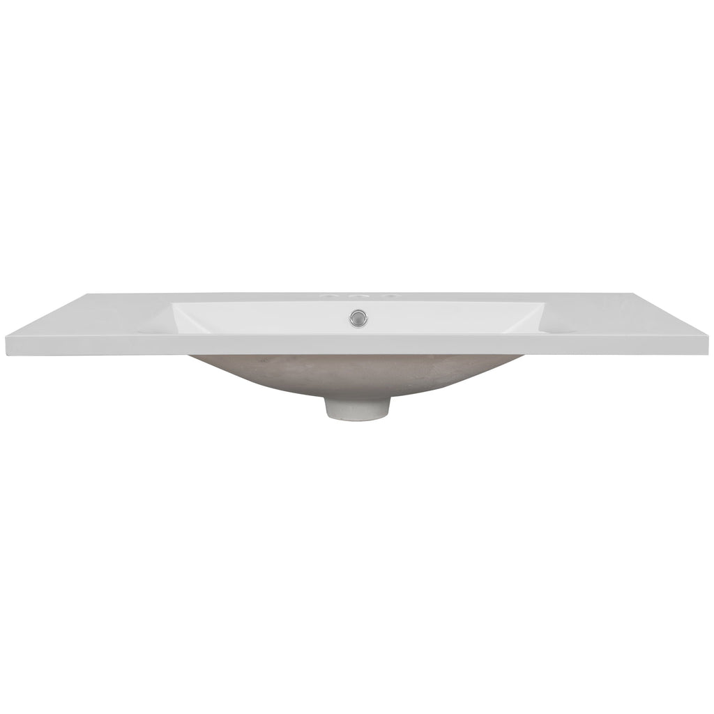 36" Single Bathroom Vanity Top with White Basin  3-Faucet Holes Ceramic  White