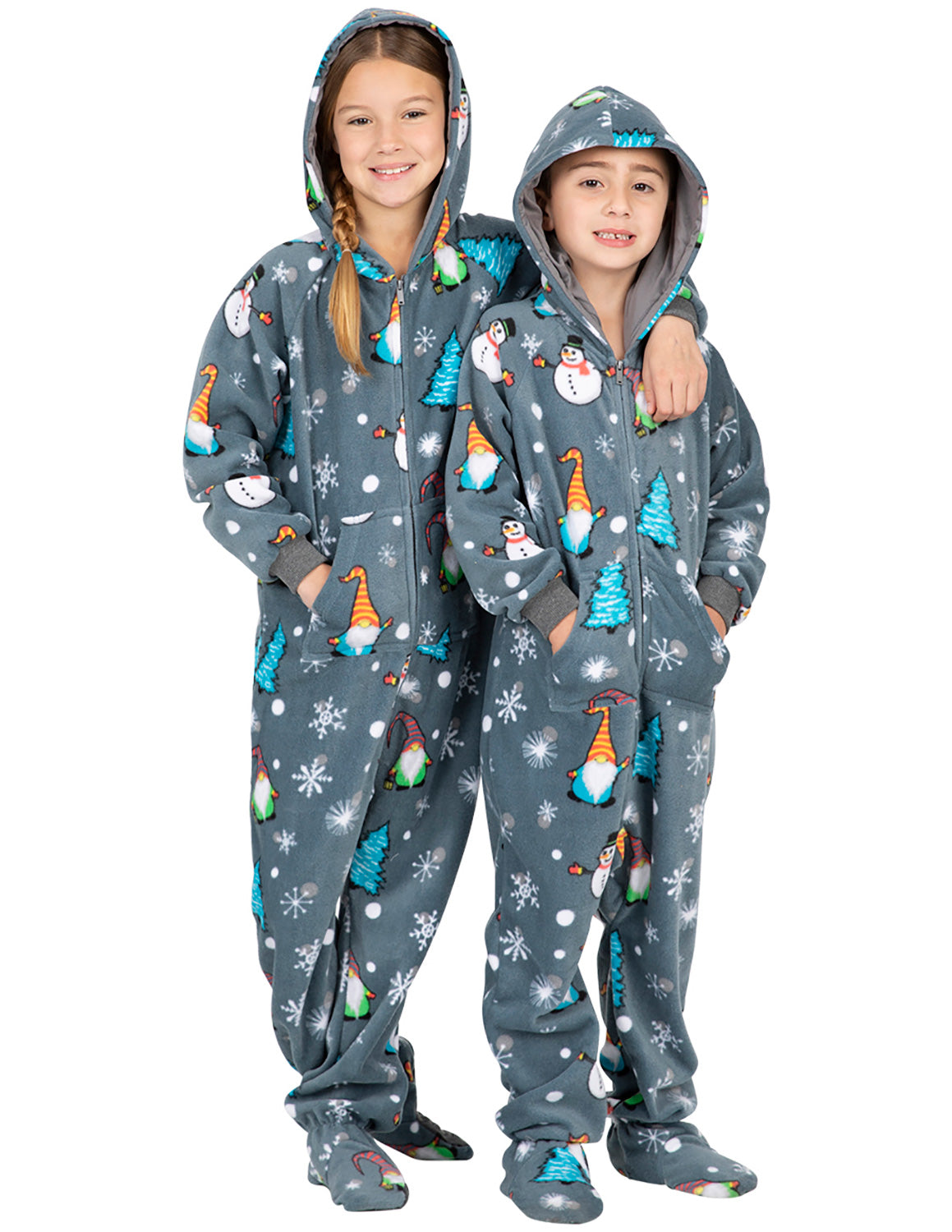 Gnomes Greeting Kids Hoodie Fleece Onesie