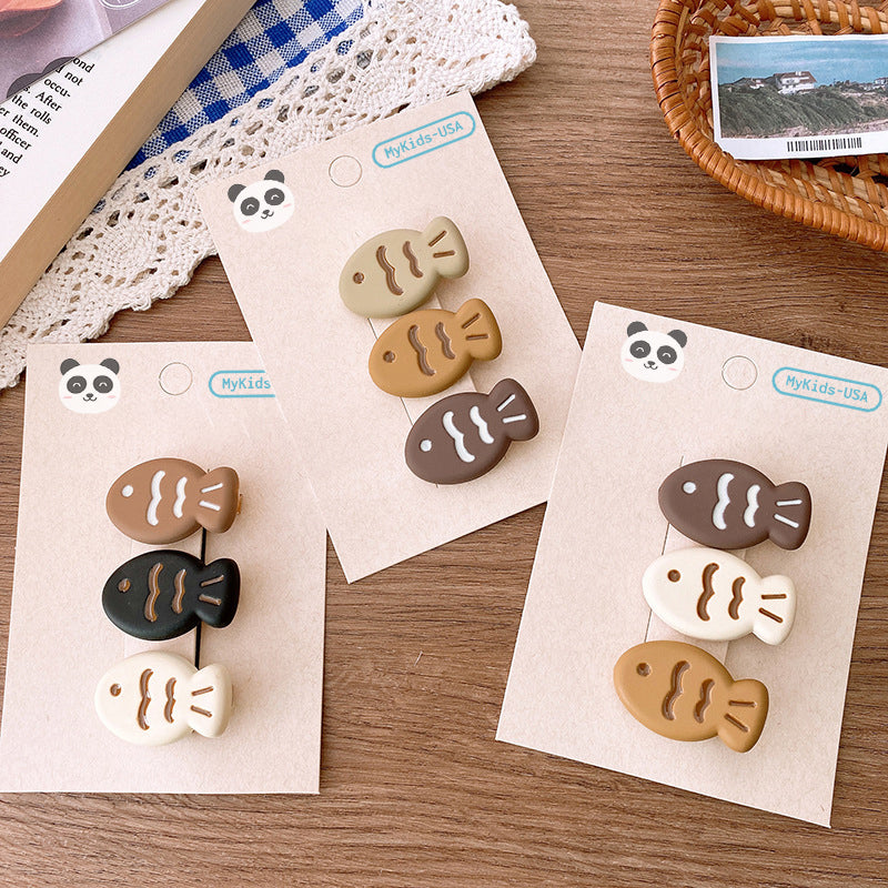 Cute Cartoon Tri-Colored Taiyaki Hair Clip: Adorable Hair Accessory For Children And Teens