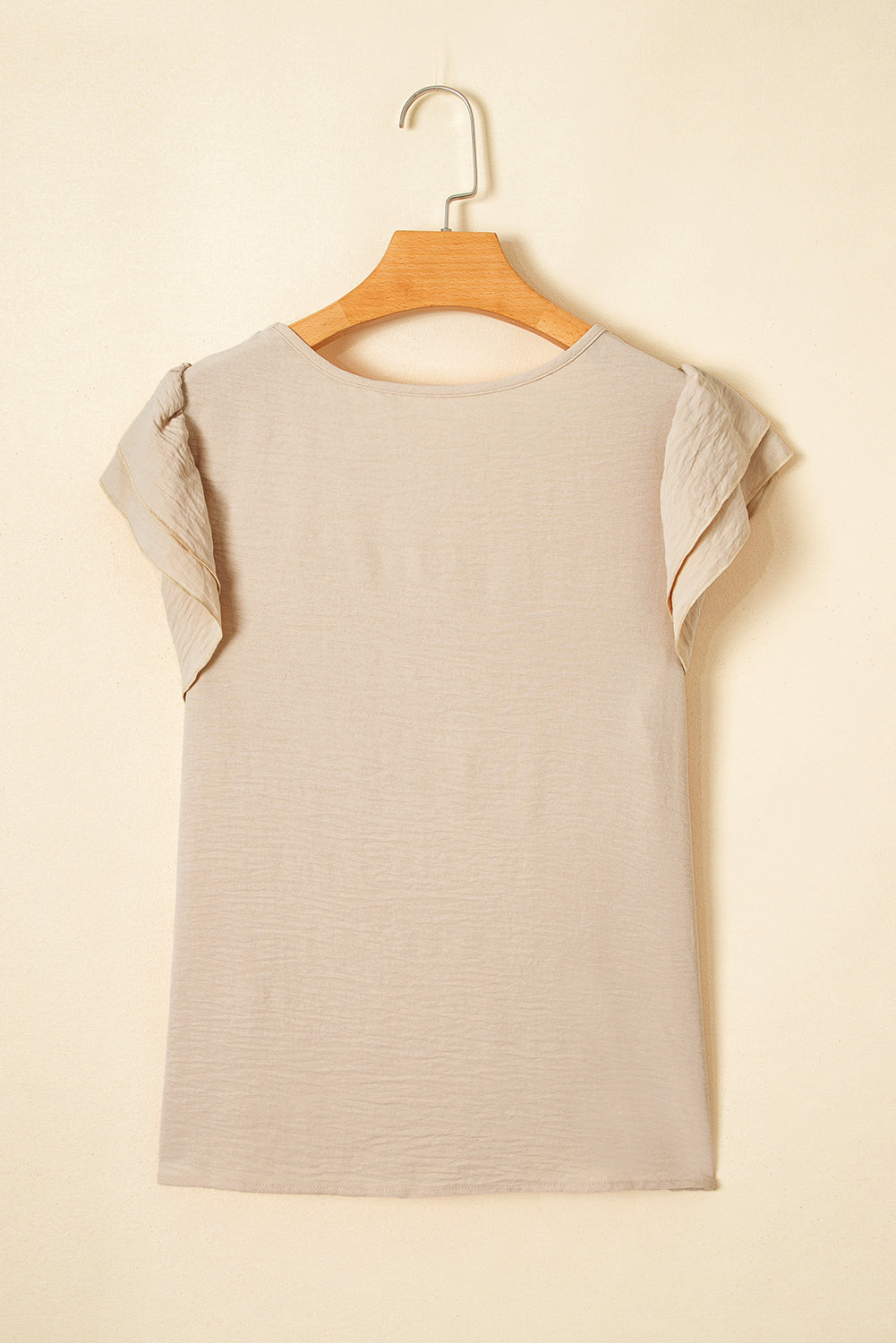 Aqua Ruffle Sleeve Blouse - Clearly Aqua Solid Color Crinkled Top