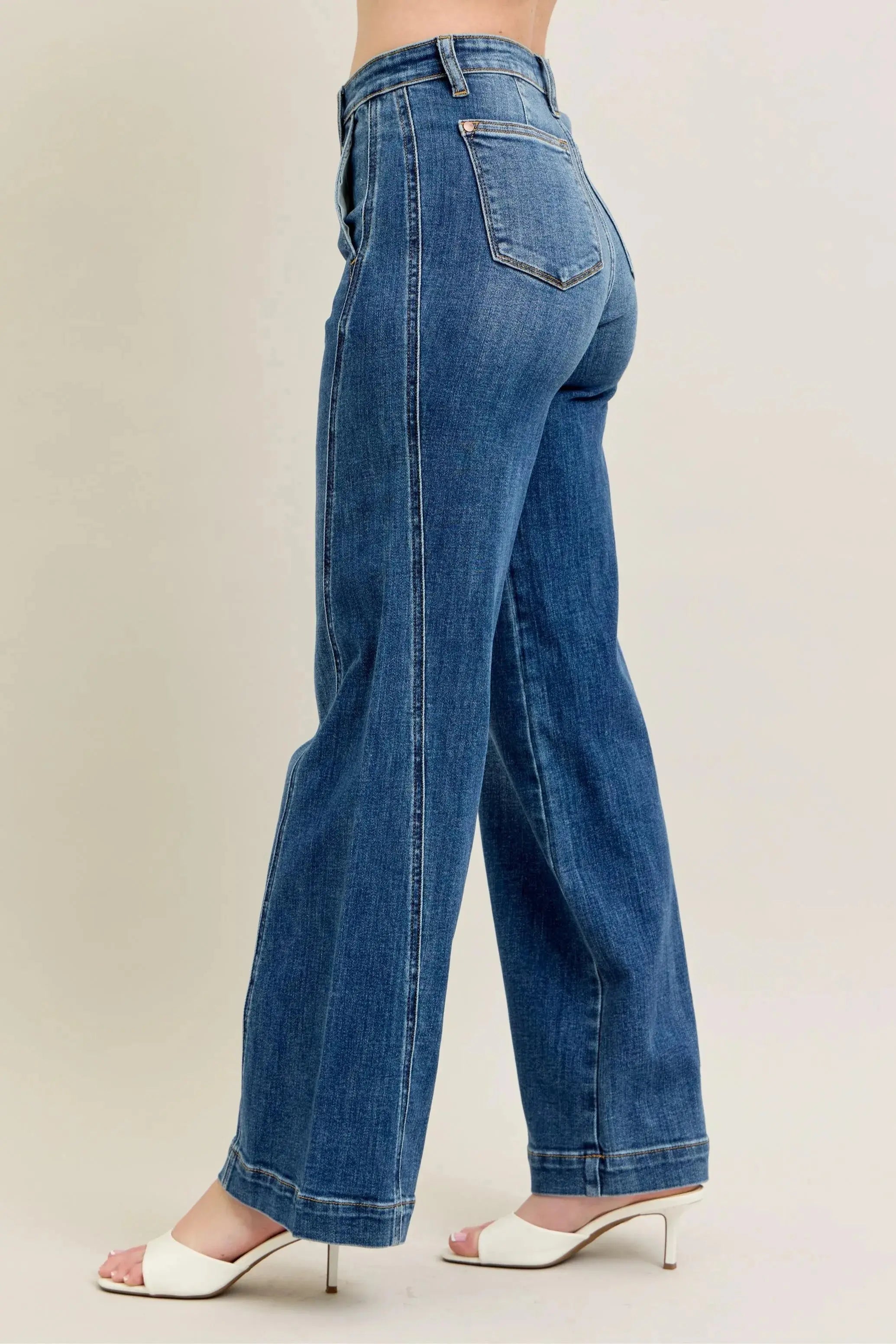 Full Size/Plus Size High Waist Wide Leg Judy Blue Jeans